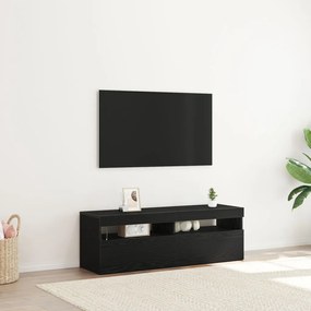 TV Szekrény LED Fekete Tölgy 120x35x40 cm Mérnöki Fa