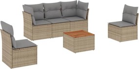 vidaXL 6 részes bézs polyrattan kerti ülőgarnitúra párnával