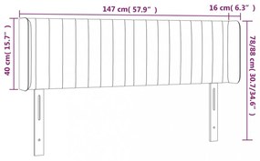 fekete bársony LED-es fejtámla 147 x 16 x 78/88 cm