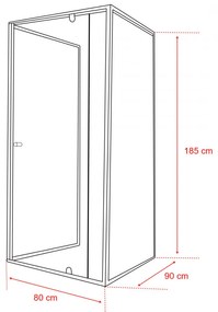 Flexi 80x90 cm falsíkra szerelhető aszimmetrikus zuhanykabin zuhanytálca nélkül