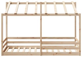 fehér tömör fenyőfa gyerekágy tetővel 80 x 200 cm