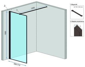 Rea - Bler zuhanyparaván 70x195cm, 8mm üveg, átlátszó üveg / fekete profil, REA-K7636