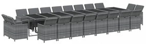 21 részes szürke polyrattan kerti étkezőgarnitúra párnákkal