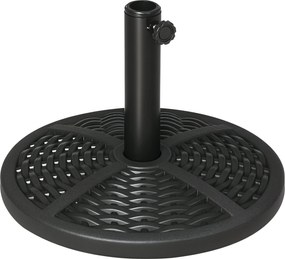 Outsunny Betonos Napernyő Állvány, Fémtömbös, Kerek Napernyő Tartó, Napernyő Súly, Állvány Ø38/48 mm-es Napernyőhöz, Balkonra, Teraszra, Kertbe, Feket