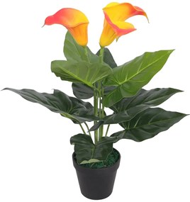 műkála liliom virágcseréppel 40 cm piros és sárga