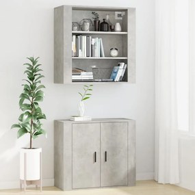 betonszürke szerelt fa faliszekrény 80 x 313 x 80 cm