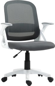 HOMCOM ergonomikus hálós irodai szék felhajtható kartámaszokkal, deréktámasszal, állítható magasságú dönthető forgószék — szürke | Aosom