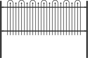 vidaXL Tüske Íves Kerítés Fekete 200 x 130 cm Porszórt acél