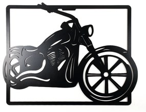 Vidám Fal |  Fából készült fali dekoráció Fekete motorkerékpár