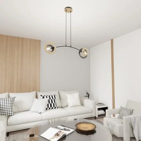 Csillár zsinóron SKIVA 2xE27/15W/230V fekete/bézs