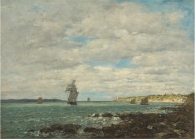 Üveg kép - Eugène Boudin, Coast of Brittany, reprodukciók (70x50 cm)