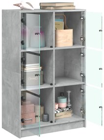 betonszürke szerelt fa magasszekrény ajtókkal 68 x 37 x 109 cm
