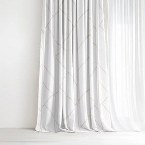 Goldea pamut függöny - geometriai vonalak fehéren 200x150 cm