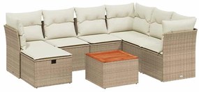 vidaXL 8 részes bézs polyrattan kerti ülőgarnitúra párnával