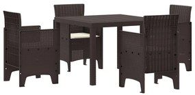 5 Részes Kert Éttkező Szett Párnákkal Barna Poly Rattan