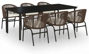 vidaXL 7 részes barna kerti étkezőgarnitúra