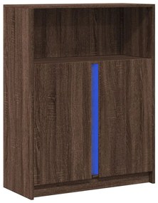barna tölgy szerelt fa tálalószekrény LED-del 77x34x100 cm