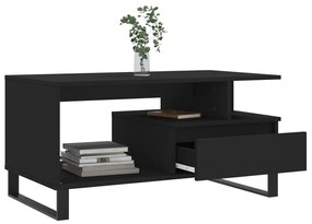 Fekete szerelt fa dohányzóasztal 90 x 49 x 45 cm