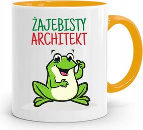 Sárga Építész Bögre Békás Építész Ajándék fényképes nyomtatással