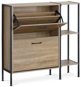 Cipősszekrény tölgy színben 2 rekesszel és polcokkal. Tartós MDF-ből