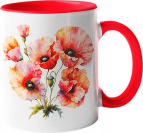 Bögre Csodálatos Mezei Pipacs Csokor Pipacs Kerámia Akvarell 330ml Csomagolás