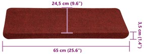 30 db piros öntapadó lépcsőszőnyeg 65x24,5x3,5 cm