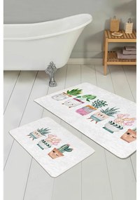 Fehér bársony fürdőszobai kilépő szett 2 db-os 60x100 cm Succulent – Mila Home