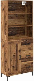 vidaXL Magasfiú fiókkal Öreg fa 69,5 x 34 x 180 cm Faanyag