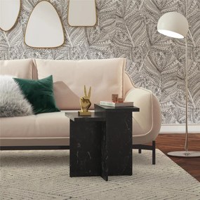Fekete dohányzóasztal márvány dekorral 56x56 cm Brielle – CosmoLiving by Cosmopolitan