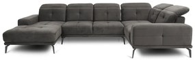 Szürke bársony sarokkanapé (jobb oldali-U alakú) Neviro – ELTAP