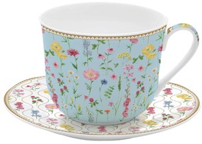 Virágos porcelán nagy reggeliző csésze aljjal Coffee Mania Meadow Flowers