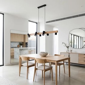 Brilagi - LED RGBW fényerőszabályozható kábelre függesztett csillár SELE 6xGU10/6,5W/230V fekete/tölgy