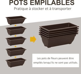 Outsunny Magas Ágyás, Többszintes Virágtartó 5 Virágcseréppel, Leeresztő Nyílások Gumibakokkal, Növényt Lépcső, Acél Váz, Barna | Aosom