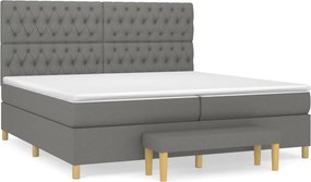 vidaXL sötétszürke szövet rugós ágy matraccal 200 x 200 cm