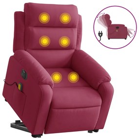 elektromos felállást segítő bordó bársony masszázsfotel