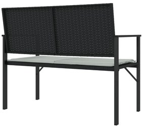 fekete 2-személyes polyrattan kerti pad párnával