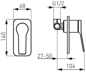 F-Design Seppia, rejtett csaptelep 1 kimenet, fekete matt, FD1-SPA-7PA-25