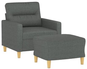 sötétszürke szövet kanapéfotel lábtartóval 60 cm