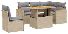 6 részes bézs polyrattan kerti ülőgarnitúra párnával