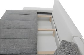 Ülőgarnitúra, műbőr fehér/szövet szürke melír, TONIKS