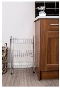 Ezüstszínű fém gurulós polcos állvány 36x64 cm – Premier Housewares