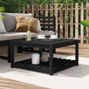 vidaXL fekete tömör fenyőfa kerti asztal 82,5 x 82,5 x 45 cm
