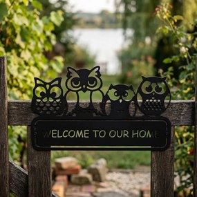 Welcome Home fali dekoráció – bagoly edition, lézerrel vágott acél