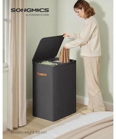 szennyeskosár 2 rekesszel, 170 l, 56 x 40 x 75 cm, fekete