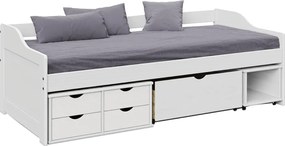 Ágy tárolóhellyel, fehér, tömörfa, 90x200, MAXI NEW