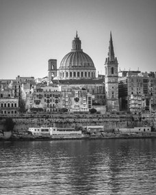Poszter 40x50cm Kikötő és az anglikán Szent Pál-székesegyház Vallettában, Assaf Fran