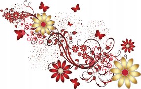 Fotótapéta Virágok pillangók Vidám hangulat Természet ihlette 416x254 +ragasztó