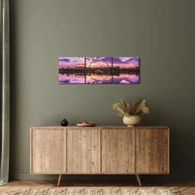 Lila ég képe (órával) (90x30 cm)