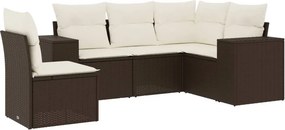 vidaXL 5 részes barna polyrattan kerti ülőgarnitúra párnával