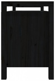 fekete tömör fenyőfa előszoba pad 110x40x60 cm